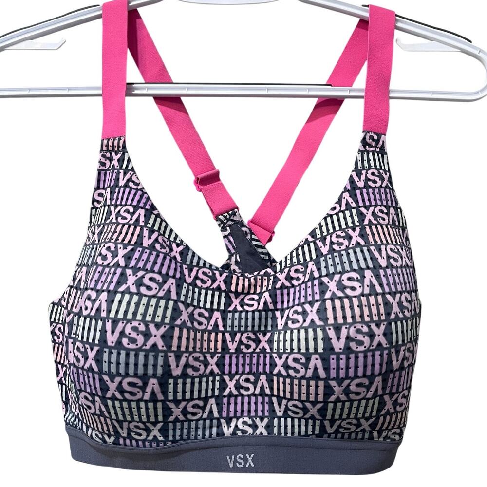Victoria's Secret VSX Adjustable Crisscross Logo Print Sports Bra 34D